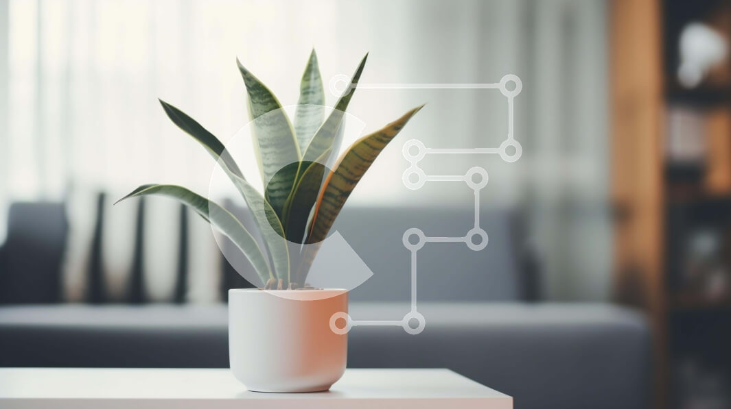 Intra Συλλεκτικό Ξύλινο Παζλ Plywood  4mm - Λευκό φυτό σε γλάστρα στο τέλος του τραπεζιού στο άνετο σαλόνι Σε Ξύλινο Κουτί - Διαστάσεις Puzzle: 10x10 cm – 25 κομμάτια