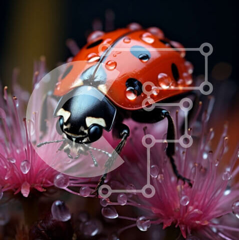 Intra Συλλεκτικό Ξύλινο Παζλ Plywood  4mm - Όμορφη μακρο λήψη μιας πασχαλίτσας σε ένα ροζ λουλούδι Σε Ξύλινο Κουτί - Διαστάσεις: 10x10 cm – 25 κομμάτια - Image 1