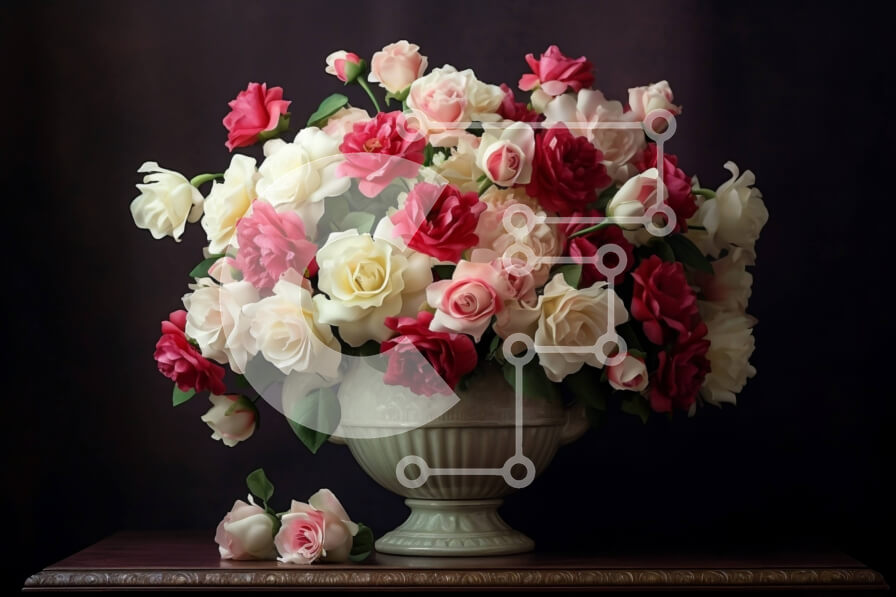 Intra Συλλεκτικό Ξύλινο Παζλ Plywood  4mm - Εκλεπτυσμένα και όμορφα τριαντάφυλλα σε βάζο σε ξύλινο τραπέζι Σε Ξύλινο Κουτί - Διαστάσεις Puzzle: 10x10 cm – 25 κομμάτια