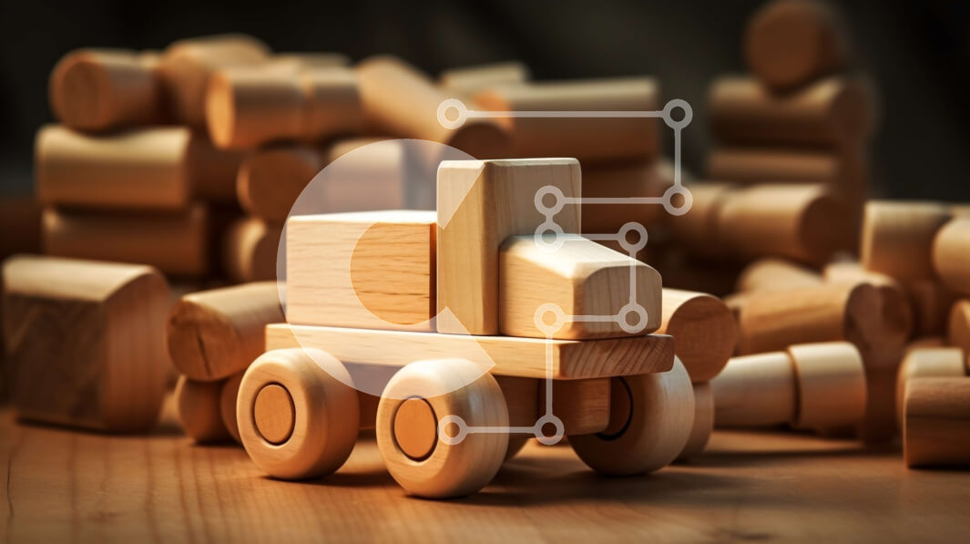 Intra Συλλεκτικό Ξύλινο Παζλ Plywood  4mm - Ξύλινο φορτηγό παιχνιδιών σε ξύλινη επιφάνεια Σε Ξύλινο Κουτί - Διαστάσεις: 10x10 cm – 25 κομμάτια