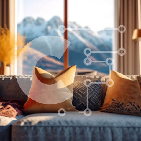 Intra Συλλεκτικό Ξύλινο Παζλ Plywood  4mm - Εκπληκτικό σαλόνι με θέα στα βουνά Σε Ξύλινο Κουτί - Διαστάσεις Puzzle: 10x10 cm – 25 κομμάτια - Image 1