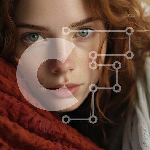 Intra Συλλεκτικό Ξύλινο Παζλ Plywood 4mm - Πορτρέτο μιας νεαρής γυναίκας με κόκκινα μαλλιά και πράσινα μάτια Σε Ξύλινο Κουτί - Διαστάσεις Puzzle: 10x10 cm – 25 κομμάτια - Image 1