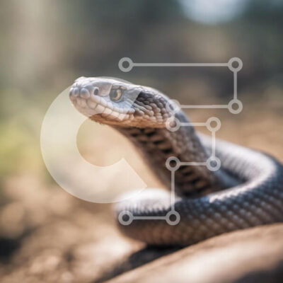 Intra Συλλεκτικό Ξύλινο Παζλ Plywood  4mm - Κοντινό πλάνο του κεφαλιού ενός μαύρου φιδιού Mamba Σε Ξύλινο Κουτί - Διαστάσεις: 10x10 cm – 25 κομμάτια - Image 1