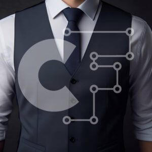 Intra Συλλεκτικό Ξύλινο Παζλ Plywood  4mm - Άνδρας που φορά σκούρο μπλε γιλέκο και λευκό πουκάμισο με μαύρη γραβάτα Σε Ξύλινο Κουτί - Διαστάσεις Puzzle: 10x10 cm – 25 κομμάτια