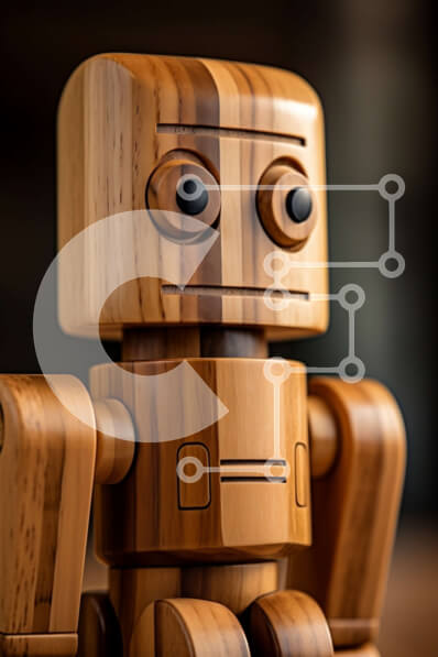 Intra Συλλεκτικό Ξύλινο Παζλ Plywood  4mm - Ξύλινο ρομπότ με στρογγυλό σώμα και μπράτσα Σε Ξύλινο Κουτί - Διαστάσεις: 10x10 cm – 25 κομμάτια