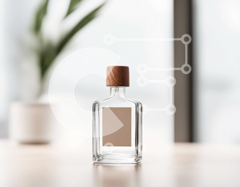 Intra Συλλεκτικό Ξύλινο Παζλ Plywood  4mm - Μικρό γυάλινο μπουκάλι με ξύλινο καπάκι σε ξύλινο τραπέζι Σε Ξύλινο Κουτί - Διαστάσεις: 10x10 cm – 25 κομμάτια