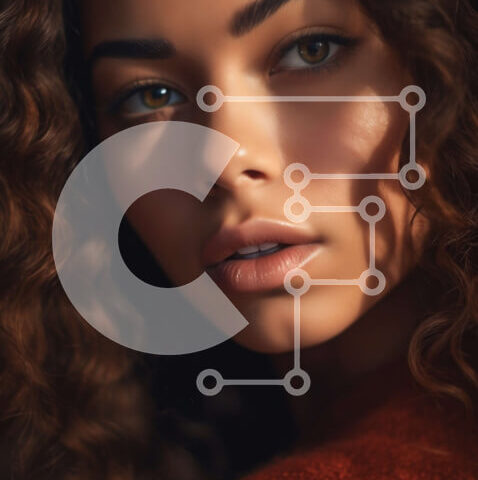 Intra Συλλεκτικό Ξύλινο Παζλ Plywood  4mm - Γυναίκα με μακριά σγουρά καστανά μαλλιά με κόκκινο πουλόβερ Σε Ξύλινο Κουτί - Διαστάσεις Puzzle: 10x10 cm – 25 κομμάτια - Image 1