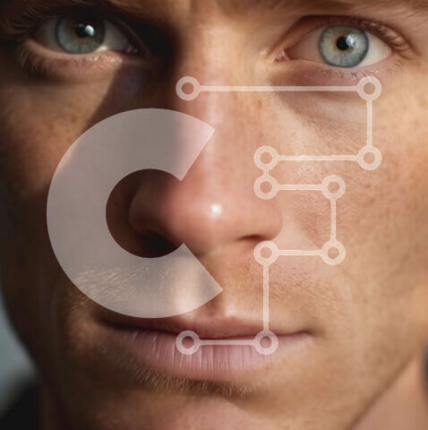 Intra Συλλεκτικό Ξύλινο Παζλ Plywood  4mm - Πορτρέτο ενός άνδρα με γαλάζια μάτια και φακίδες Σε Ξύλινο Κουτί - Διαστάσεις Puzzle: 10x10 cm – 25 κομμάτια - Image 1