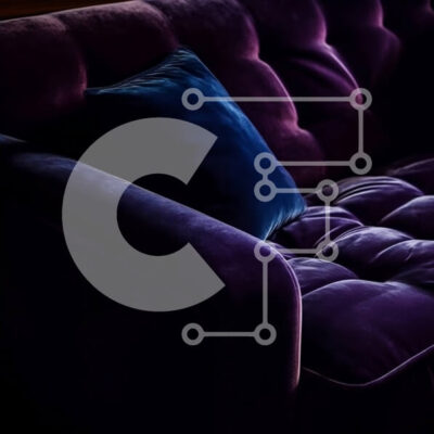 Intra Συλλεκτικό Ξύλινο Παζλ Plywood  4mm - Κομψή εσωτερική διακόσμηση: Μωβ καναπές με μπλε μαξιλάρι Σε Ξύλινο Κουτί - Διαστάσεις Puzzle: 10x10 cm – 25 κομμάτια - Image 1