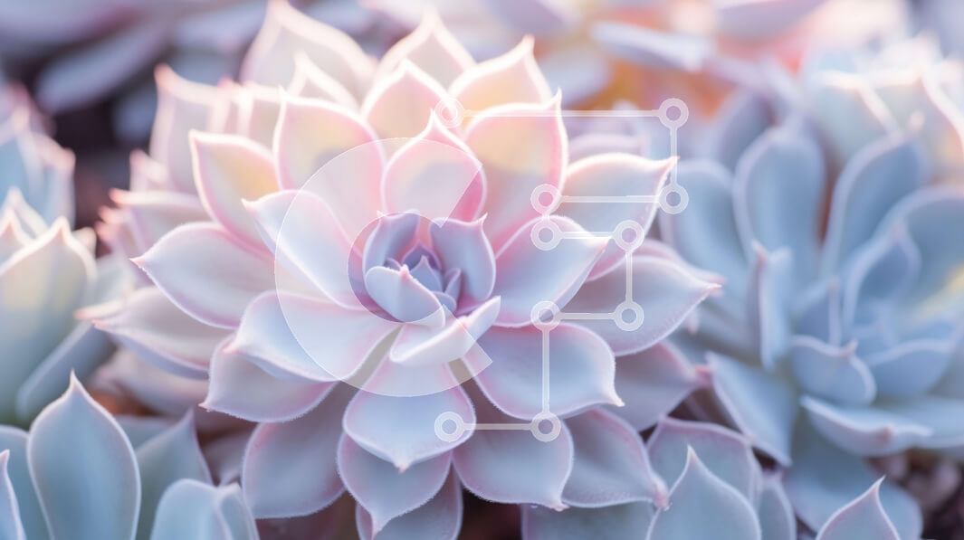 Intra Συλλεκτικό Ξύλινο Παζλ Plywood  4mm - Κοντινό πλάνο ενός χυμώδους φυτού με λευκά και ροζ λουλούδια Σε Ξύλινο Κουτί - Διαστάσεις: 10x10 cm – 25 κομμάτια