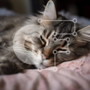 Intra Συλλεκτικό Ξύλινο Παζλ Plywood  4mm - Χαριτωμένη εικόνα της γάτας που κοιμάται σε ένα ροζ κρεβάτι Σε Ξύλινο Κουτί - Διαστάσεις: 10x10 cm – 25 κομμάτια