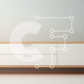 Intra Συλλεκτικό Ξύλινο Παζλ Plywood  4mm - Μοντέρνος λευκός μπουφές με δύο συρτάρια και ράφι Σε Ξύλινο Κουτί - Διαστάσεις Puzzle: 10x10 cm – 25 κομμάτια - Image 1