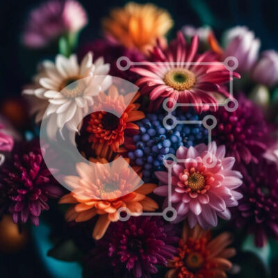 Intra Συλλεκτικό Ξύλινο Παζλ Plywood  4mm - Ζωντανό μπουκέτο λουλουδιών σε διαφανές γυάλινο βάζο σε σκούρο φόντο Σε Ξύλινο Κουτί - Διαστάσεις: 10x10 cm – 25 κομμάτια - Image 1