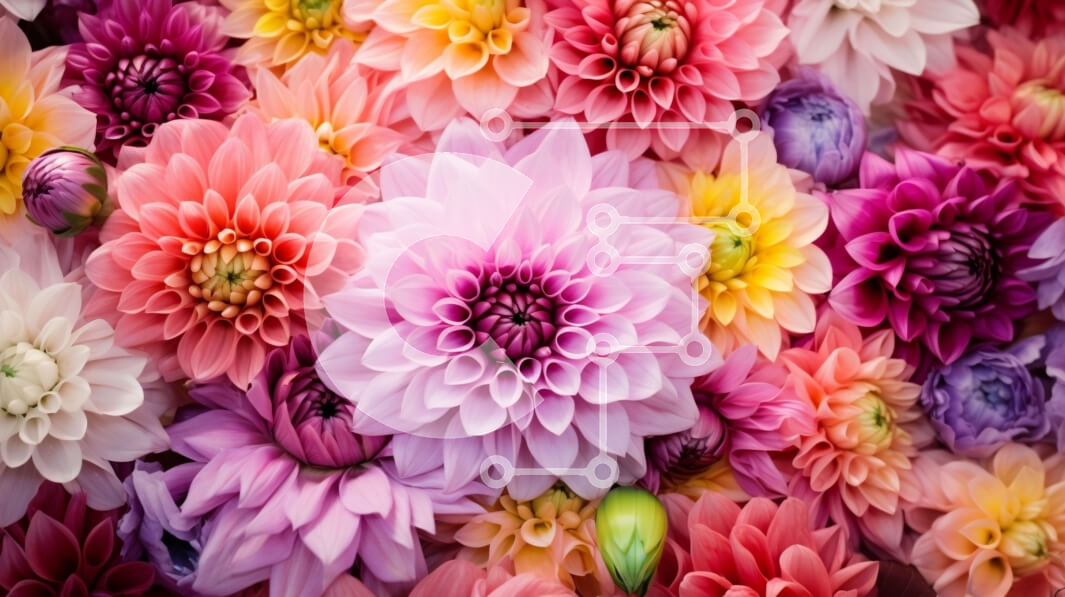 Intra Συλλεκτικό Ξύλινο Παζλ Plywood  4mm - Κοντινή όψη των πολύχρωμων λουλουδιών σε κυκλικό μοτίβο Σε Ξύλινο Κουτί - Διαστάσεις: 10x10 cm – 25 κομμάτια