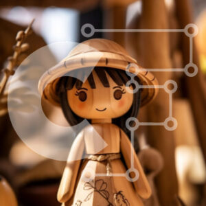 Intra Συλλεκτικό Ξύλινο Παζλ Plywood  4mm - Ξύλινη κούκλα με ψάθινο καπέλο σε ξύλινο ράφι Σε Ξύλινο Κουτί - Διαστάσεις: 10x10 cm – 25 κομμάτια