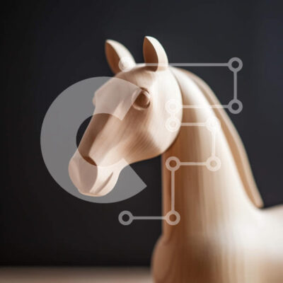 Intra Συλλεκτικό Ξύλινο Παζλ Plywood 4mm - Όμορφο ξύλινο άγαλμα αλόγων σε ένα τραπέζι Σε Ξύλινο Κουτί - Διαστάσεις: 10x10 cm – 25 κομμάτια - Image 1