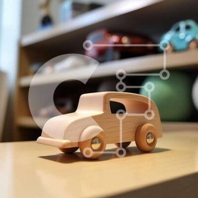 Intra Συλλεκτικό Ξύλινο Παζλ Plywood  4mm - Ξύλινο αυτοκίνητο παιχνιδιών σε ξύλινο τραπέζι με διάφορα παιχνίδια Σε Ξύλινο Κουτί - Διαστάσεις: 10x10 cm – 25 κομμάτια - Image 1