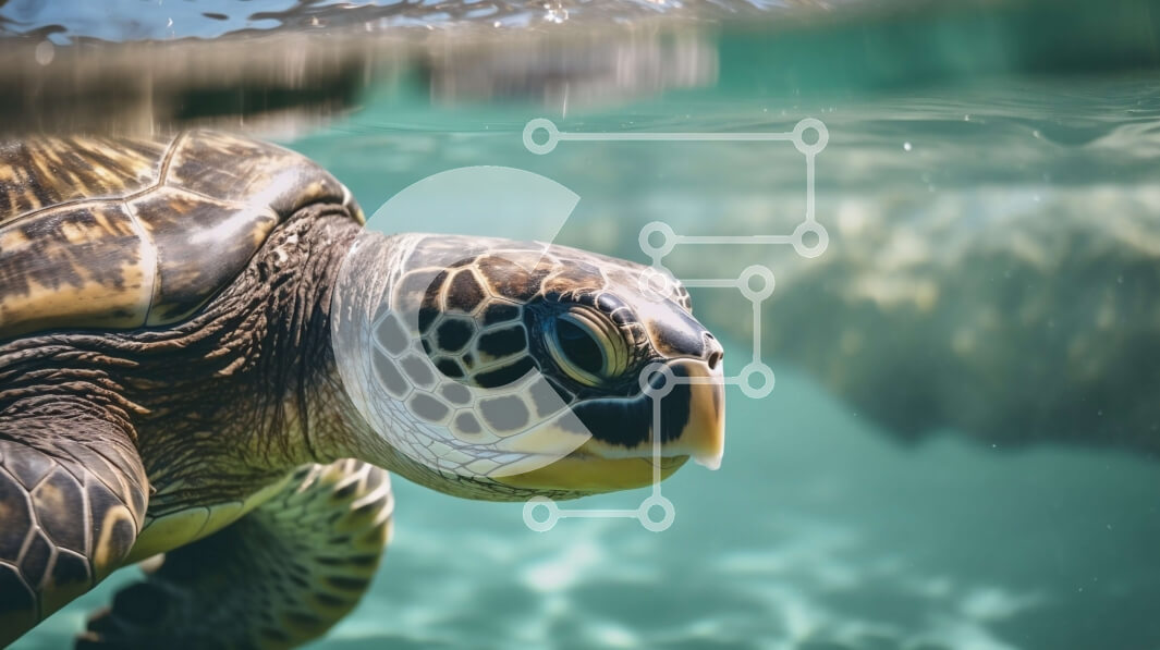 Intra Συλλεκτικό Ξύλινο Παζλ Plywood  4mm - Όμορφη θαλάσσια χελώνα σε καθαρά νερά Σε Ξύλινο Κουτί - Διαστάσεις: 10x10 cm – 25 κομμάτια