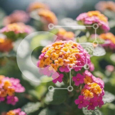 Intra Συλλεκτικό Ξύλινο Παζλ Plywood  4mm - Ζωντανά ροζ και κίτρινα λουλούδια σε έναν κήπο Σε Ξύλινο Κουτί - Διαστάσεις: 10x10 cm – 25 κομμάτια - Image 1