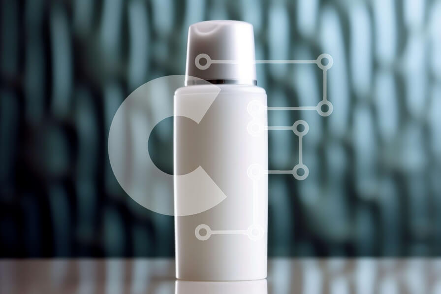 Intra Συλλεκτικό Ξύλινο Παζλ Plywood  4mm - Όμορφη εικόνα ενός μπουκαλιού λευκής λοσιόν σε αφηρημένο φόντο Σε Ξύλινο Κουτί - Διαστάσεις Puzzle: 10x10 cm – 25 κομμάτια