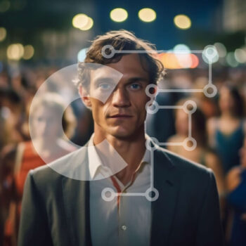 Intra Συλλεκτικό Ξύλινο Παζλ Plywood  4mm - Σοβαρός άνδρας με κοστούμι που οδηγεί ποικίλο πλήθος τη νύχτα Σε Ξύλινο Κουτί - Διαστάσεις Puzzle: 10x10 cm – 25 κομμάτια - Image 1