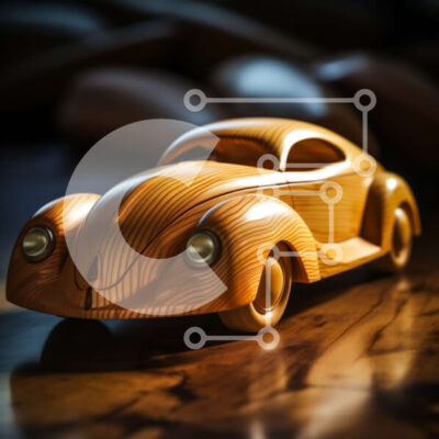 Intra Συλλεκτικό Ξύλινο Παζλ Plywood 4mm - Vintage ξύλινο αυτοκίνητο με κομψό σχέδιο σε ξύλινο τραπέζι Σε Ξύλινο Κουτί - Διαστάσεις: 10x10 cm – 25 κομμάτια - Image 1