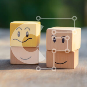 Intra Συλλεκτικό Ξύλινο Παζλ Plywood  4mm - Ξύλινα μπλοκ Smiley Face σε ξύλινη επιφάνεια Σε Ξύλινο Κουτί - Διαστάσεις Puzzle: 10x10 cm – 25 κομμάτια