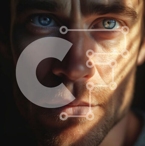 Intra Συλλεκτικό Ξύλινο Παζλ Plywood  4mm - Σοβαρό πορτρέτο ενός άνδρα με μπλε μάτια Σε Ξύλινο Κουτί - Διαστάσεις Puzzle: 10x10 cm – 25 κομμάτια - Image 1