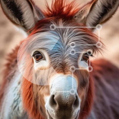 Intra Συλλεκτικό Ξύλινο Παζλ Plywood  4mm - Κοντινή όψη του προσώπου ενός γαϊδάρου με καφέ και λευκό παλτό Σε Ξύλινο Κουτί - Διαστάσεις: 10x10 cm – 25 κομμάτια - Image 1