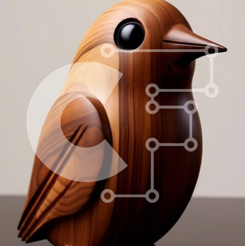 Intra Συλλεκτικό Ξύλινο Παζλ Plywood  4mm - Όμορφη εικόνα ενός ξύλινου αγάλματος πουλιού σε μια ρουστίκ ξύλινη επιφάνεια Σε Ξύλινο Κουτί - Διαστάσεις: 10x10 cm – 25 κομμάτια - Image 1