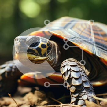 Intra Συλλεκτικό Ξύλινο Παζλ Plywood  4mm - Red-Eared Slider Χελώνα που περπατά σε φυσικό περιβάλλον Σε Ξύλινο Κουτί - Διαστάσεις: 10x10 cm – 25 κομμάτια - Image 1