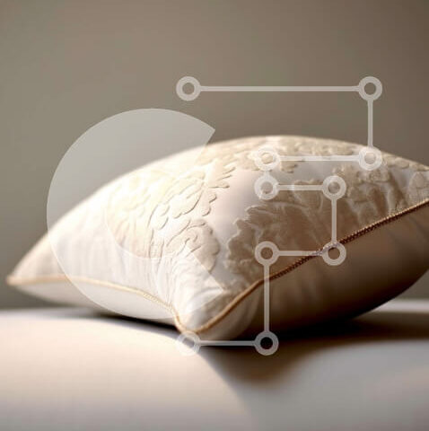 Intra Συλλεκτικό Ξύλινο Παζλ Plywood 4mm - Όμορφο λευκό μαξιλάρι με floral σχέδιο σε ένα κρεβάτι Σε Ξύλινο Κουτί - Διαστάσεις Puzzle: 10x10 cm – 25 κομμάτια - Image 1