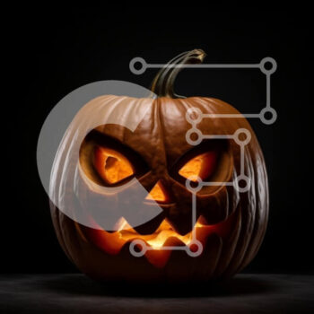 Intra Συλλεκτικό Ξύλινο Παζλ Plywood  4mm - Σκαλιστή κολοκύθα με λαμπερά μάτια για το Halloween Σε Ξύλινο Κουτί - Διαστάσεις Puzzle: 10x10 cm – 25 κομμάτια - Image 1