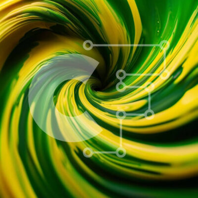 Intra Συλλεκτικό Ξύλινο Παζλ Plywood  4mm - Puzzle με Θέμα Abstract Art: Swirling Vortex of Green and Yellow Paint Σε Ξύλινο Κουτί - Διαστάσεις Puzzle: 10x10 cm – 25 κομμάτια - Image 1