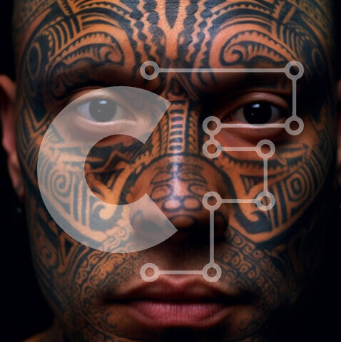 Intra Συλλεκτικό Ξύλινο Παζλ Plywood 4mm - Πορτρέτο ενός άνδρα με πρόσωπο με τατουάζ Σε Ξύλινο Κουτί - Διαστάσεις Puzzle: 10x10 cm – 25 κομμάτια - Image 1