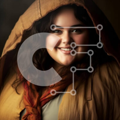 Intra Συλλεκτικό Ξύλινο Παζλ Plywood 4mm - Ευτυχισμένη γυναίκα με καφέ σακάκι με κουκούλα και κόκκινο κασκόλ Σε Ξύλινο Κουτί - Διαστάσεις Puzzle: 10x10 cm – 25 κομμάτια - Image 1