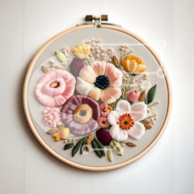 Intra Συλλεκτικό Ξύλινο Παζλ Plywood  4mm - Όμορφη φλοράλ κεντητική στεφάνη με πολύχρωμα λουλούδια Σε Ξύλινο Κουτί - Διαστάσεις Puzzle: 10x10 cm – 25 κομμάτια - Image 1