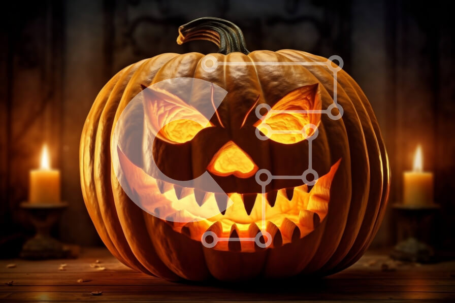 Intra Συλλεκτικό Ξύλινο Παζλ Plywood  4mm - Απόκοσμη σκαλιστή κολοκύθα με αναμμένο κερί μέσα Σε Ξύλινο Κουτί - Διαστάσεις: 10x10 cm – 25 κομμάτια