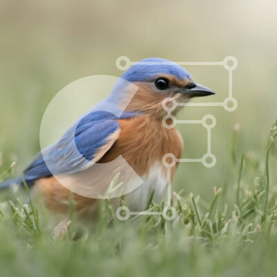 Intra Συλλεκτικό Ξύλινο Παζλ Plywood 4mm - Μπλε πουλί στην πράσινη χλόη Σε Ξύλινο Κουτί - Διαστάσεις: 10x10 cm – 25 κομμάτια - Image 1