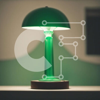 Intra Συλλεκτικό Ξύλινο Παζλ Plywood 4mm - Πράσινο γυάλινο φωτιστικό σε ξύλινο γραφείο Σε Ξύλινο Κουτί - Διαστάσεις: 10x10 cm – 25 κομμάτια - Image 1