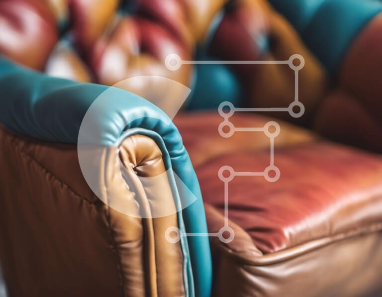 Intra Συλλεκτικό Ξύλινο Παζλ Plywood  4mm - Κοντινή όψη μιας δερμάτινης καρέκλας μοναδικού σχεδίου Σε Ξύλινο Κουτί - Διαστάσεις Puzzle: 10x10 cm – 25 κομμάτια