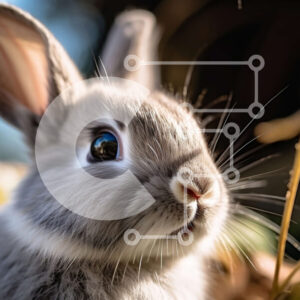 Intra Συλλεκτικό Ξύλινο Παζλ Plywood  4mm - Αξιολάτρευτη εικόνα ενός γκρίζου κουνελιού σε ένα φυσικό βιότοπο Σε Ξύλινο Κουτί - Διαστάσεις: 10x10 cm – 25 κομμάτια