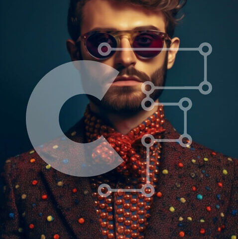 Intra Συλλεκτικό Ξύλινο Παζλ Plywood 4mm - Μοντέρνος άντρας με πολύχρωμο κοστούμι και γυαλιά ηλίου Σε Ξύλινο Κουτί - Διαστάσεις Puzzle: 10x10 cm – 25 κομμάτια - Image 1