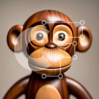 Intra Συλλεκτικό Ξύλινο Παζλ Plywood  4mm - Σοβαρό ξύλινο ειδώλιο μαϊμού με κλειστά μάτια Σε Ξύλινο Κουτί - Διαστάσεις: 10x10 cm – 25 κομμάτια - Image 1