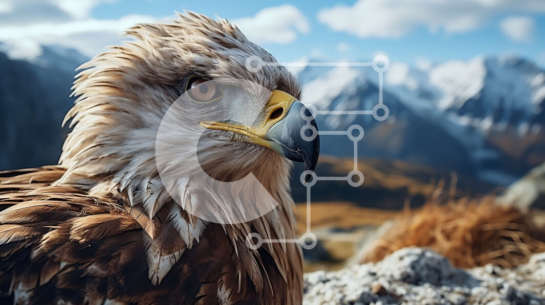 Intra Συλλεκτικό Ξύλινο Παζλ Plywood  4mm - Μεγαλοπρεπής αετός σκαρφαλωμένος σε βραχώδη εξοχή Σε Ξύλινο Κουτί - Διαστάσεις: 10x10 cm – 25 κομμάτια