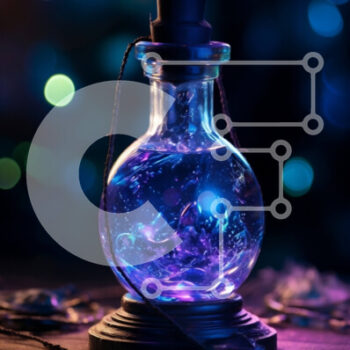 Intra Συλλεκτικό Ξύλινο Παζλ Plywood  4mm - Μυστηριώδης εικόνα του λαμπερού μπλε υγρού σε ένα μπουκάλι Σε Ξύλινο Κουτί - Διαστάσεις Puzzle: 10x10 cm – 25 κομμάτια - Image 1