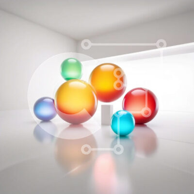 Intra Συλλεκτικό Ξύλινο Παζλ Plywood  4mm - Ζωντανές γυάλινες σφαίρες σε ένα μινιμαλιστικό λευκό δωμάτιο Σε Ξύλινο Κουτί - Διαστάσεις Puzzle: 10x10 cm – 25 κομμάτια - Image 1