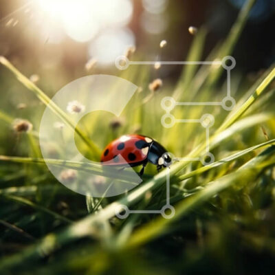 Intra Συλλεκτικό Ξύλινο Παζλ Plywood  4mm - Όμορφη εικόνα της πασχαλίτσας που σέρνεται στο γρασίδι στο φως του ήλιου Σε Ξύλινο Κουτί - Διαστάσεις: 10x10 cm – 25 κομμάτια - Image 1