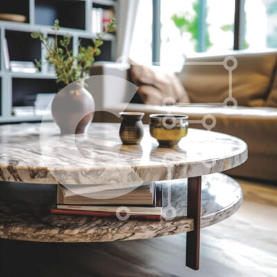 Intra Συλλεκτικό Ξύλινο Παζλ Plywood  4mm - Κομψό και κομψό σαλόνι με μαρμάρινο τραπεζάκι σαλονιού Σε Ξύλινο Κουτί - Διαστάσεις Puzzle: 10x10 cm – 25 κομμάτια - Image 1