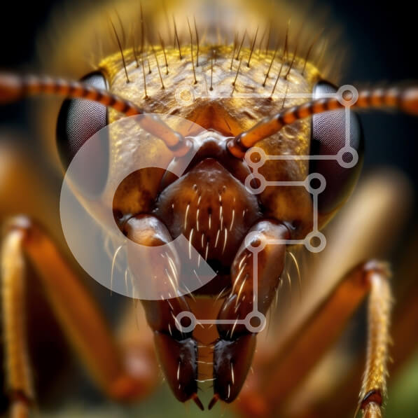 Intra Συλλεκτικό Ξύλινο Παζλ Plywood  4mm - Κοντινή όψη προσώπου εντόμου, πιθανώς μυρμηγκιού Σε Ξύλινο Κουτί - Διαστάσεις: 10x10 cm – 25 κομμάτια